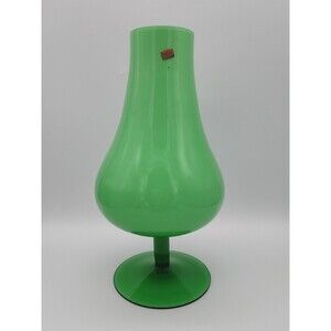 Vtg Empoli Mint Green Cased Glass Curvy Brandy Snifter Vase Original Label Italy